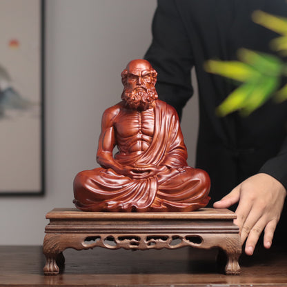 Meditating Bodhidharma Statue - Padauk Wood – additional view 2