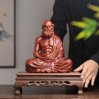Meditating Bodhidharma Statue - Padauk Wood – additional view 3
