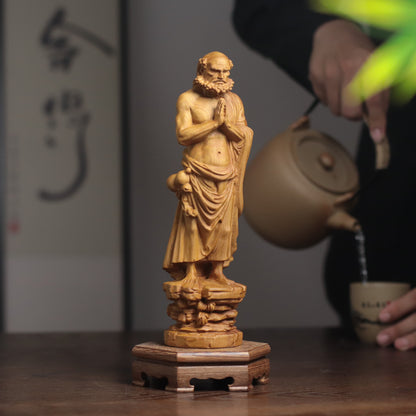 Standing Bodhidharma Statue - Cypress, Anjali Mudra – additional view 3