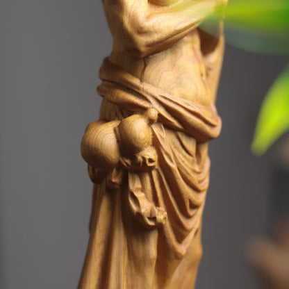 Standing Bodhidharma Statue - Cypress, Anjali Mudra – additional view 8