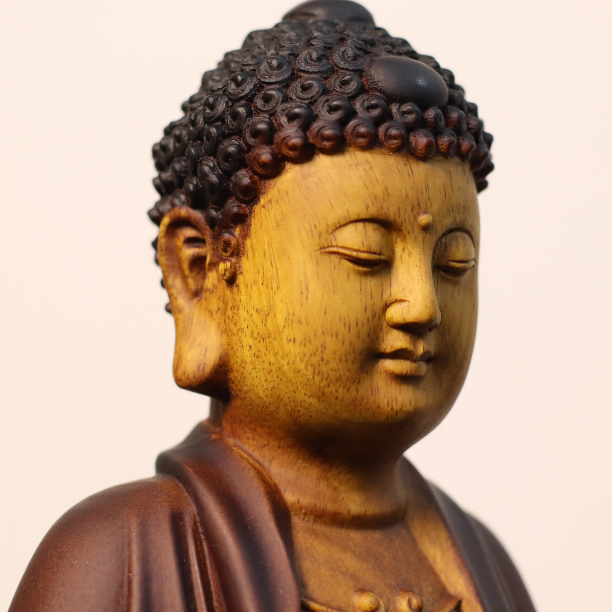 Amitabha Buddha Statue - Golden Rosewood, Standing Tall – additional view 6