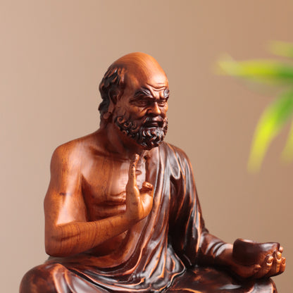 Seated Bodhidharma Statue - Padauk Wood, 11.8-In – additional view 6