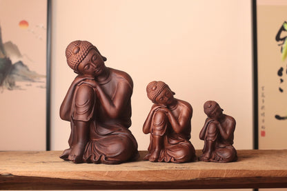 Sleeping Shakyamuni Buddha Wood Statue — Hand-Carved Padauk Zen Decor