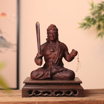 Wooden Fudo Myo-o Statue, Hand Carved Acala Wisdom King