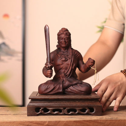Wooden Fudo Myo-o Statue, Hand Carved Acala Wisdom King