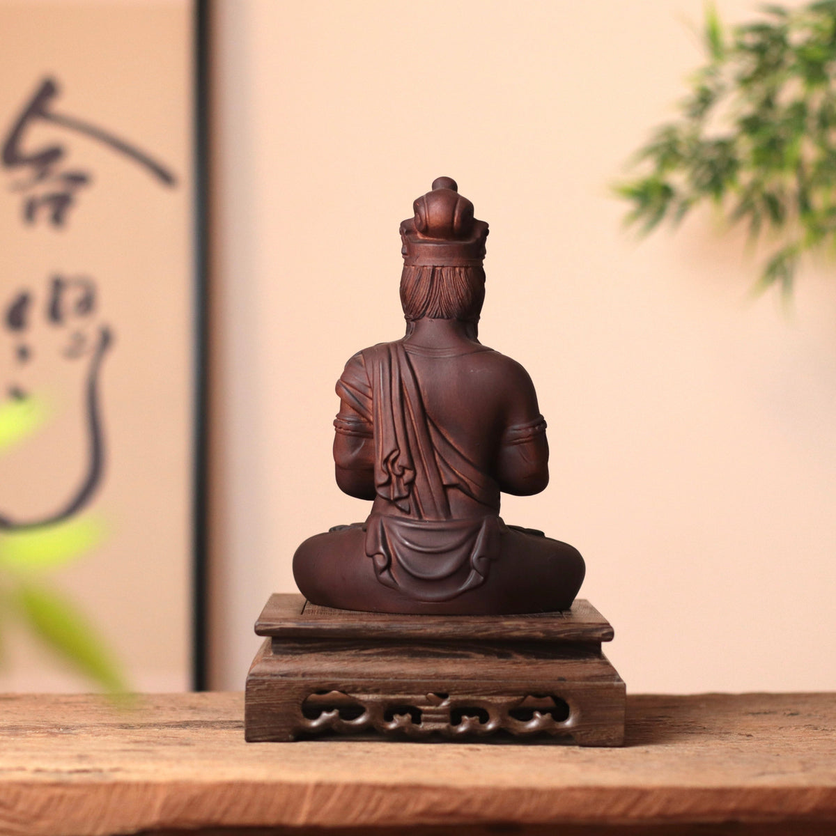 Vairocana Buddha Wood Statue, Buddha of Wisdom & Focus