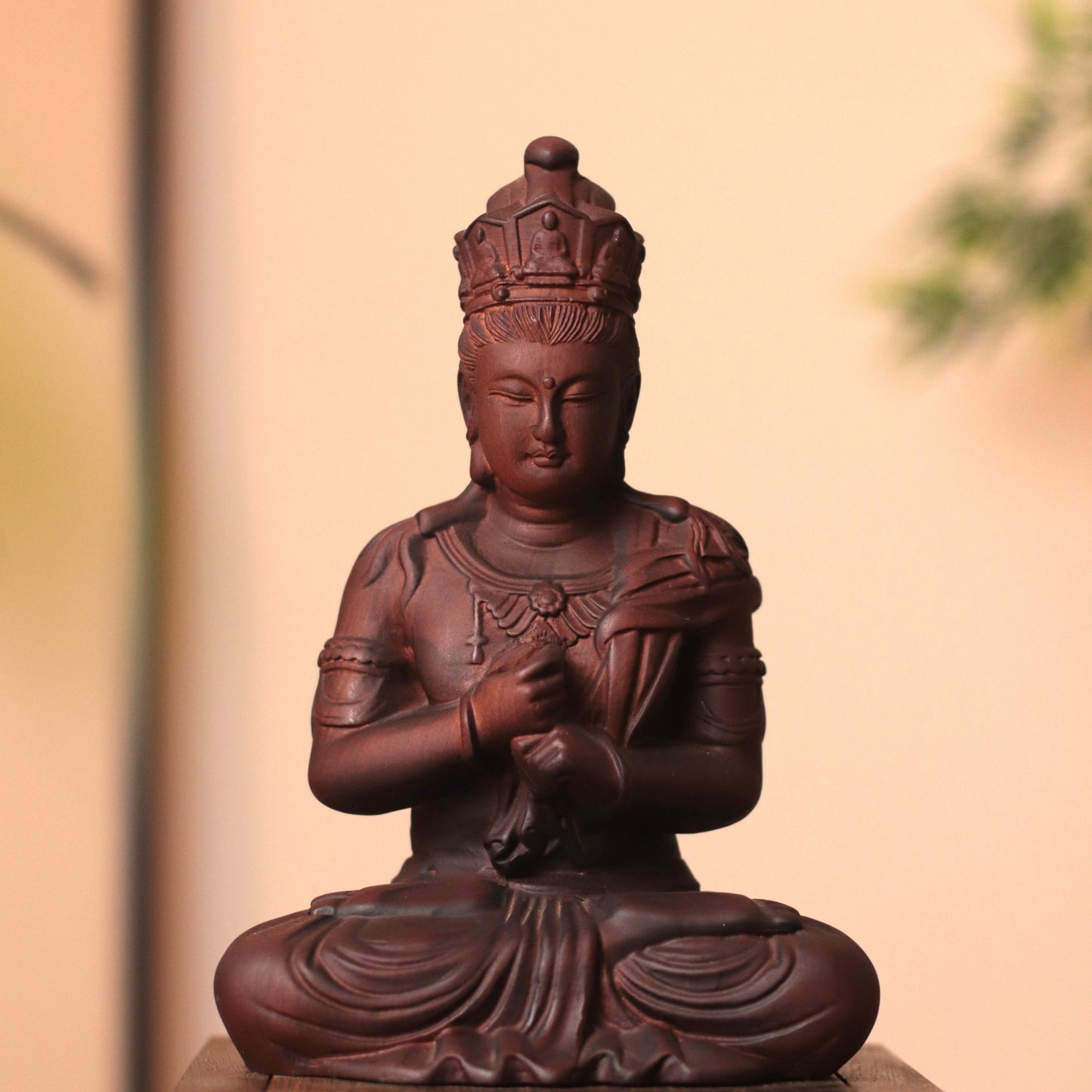 Vairocana Buddha Wood Statue, Buddha of Wisdom & Focus