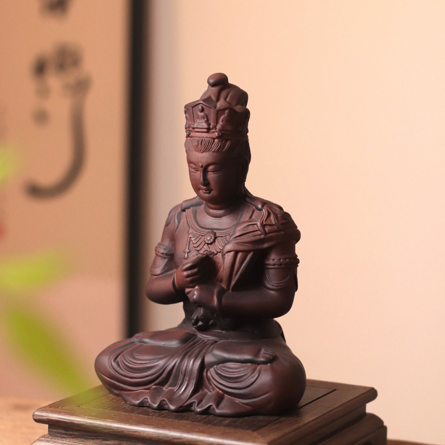 Vairocana Buddha Wood Statue, Buddha of Wisdom & Focus