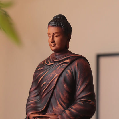 Wooden Meditating Shakyamuni Buddha Statue