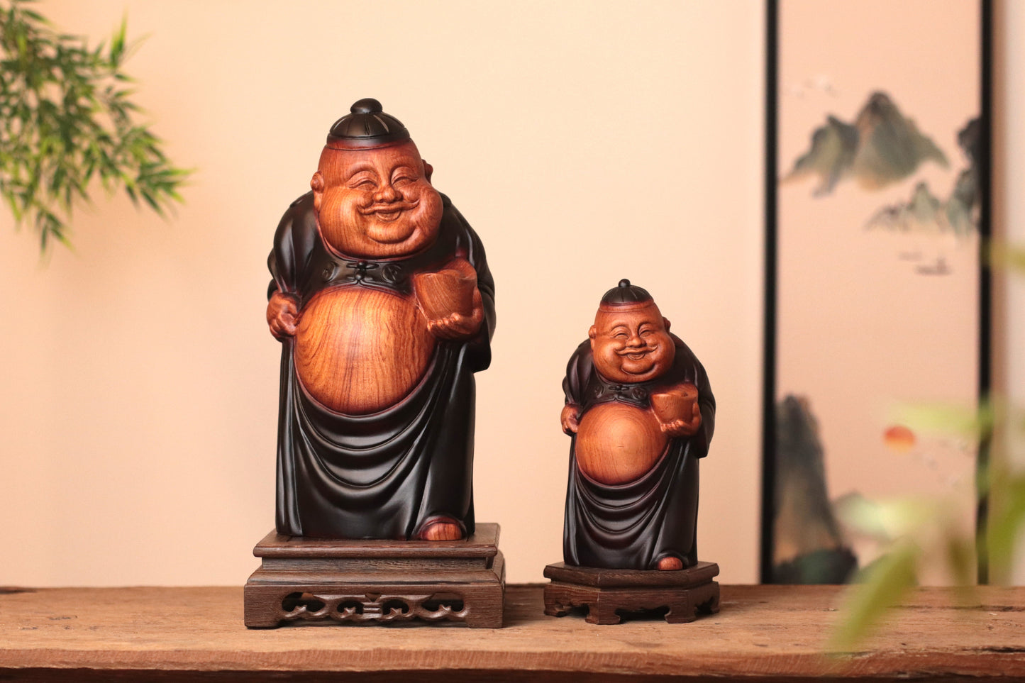 Wooden Chinese God of Wealth Statue