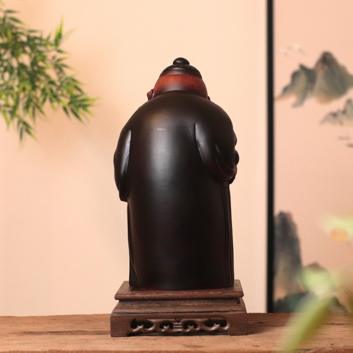 Wooden Chinese God of Wealth Statue
