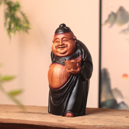 Wooden Chinese God of Wealth Statue