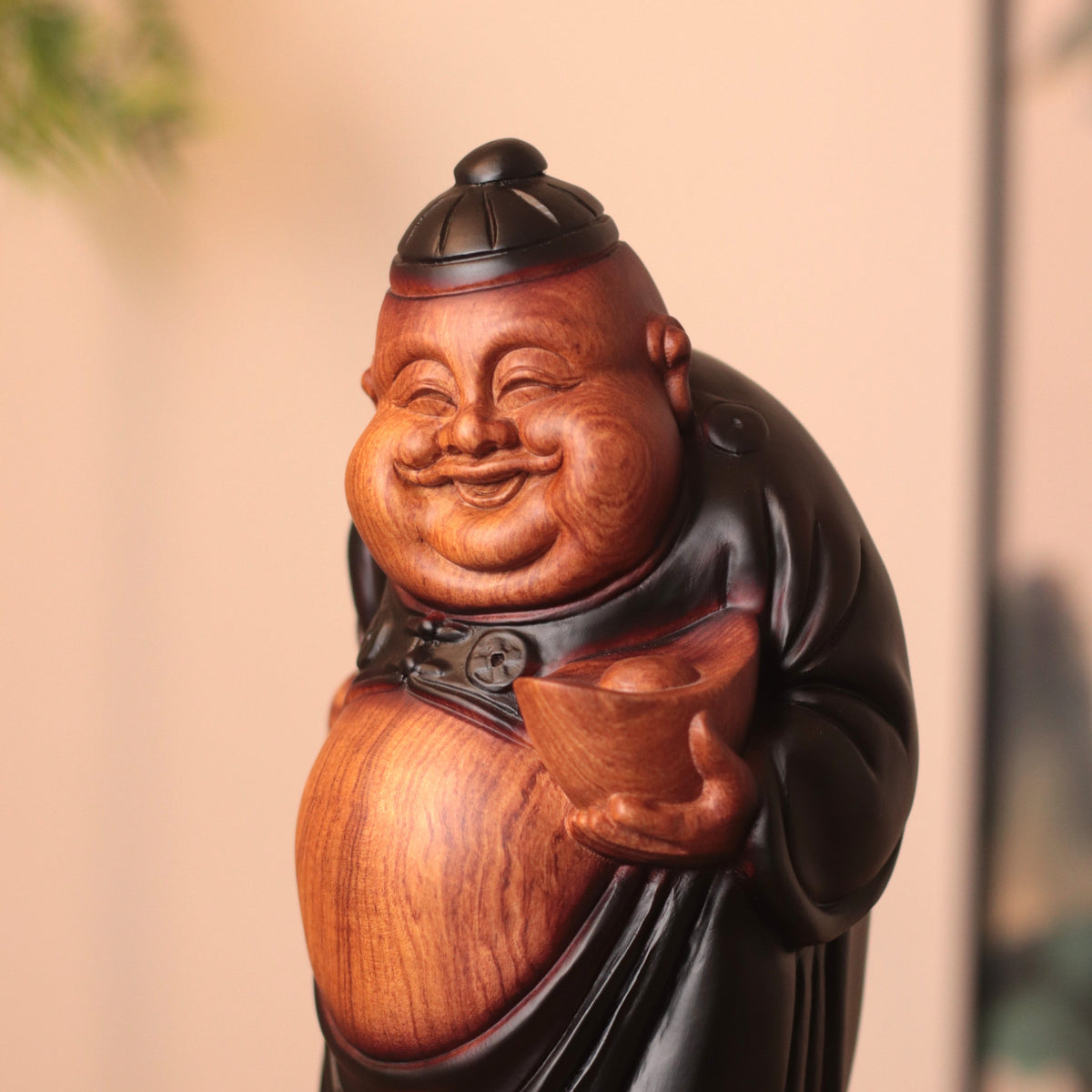 Wooden Chinese God of Wealth Statue