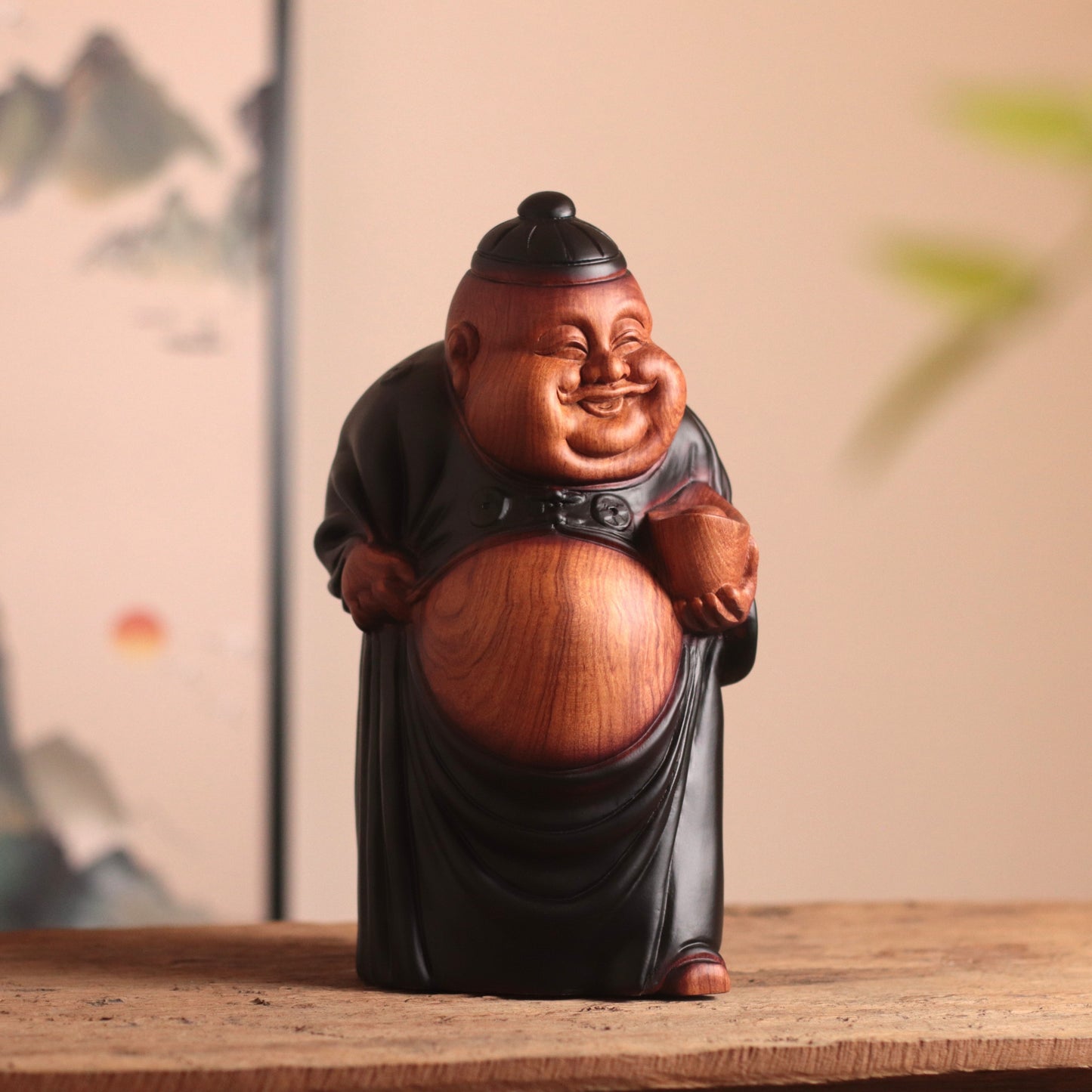 Wooden Chinese God of Wealth Statue