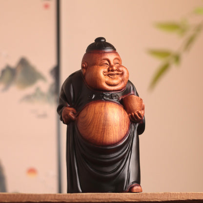 Wooden Chinese God of Wealth Statue