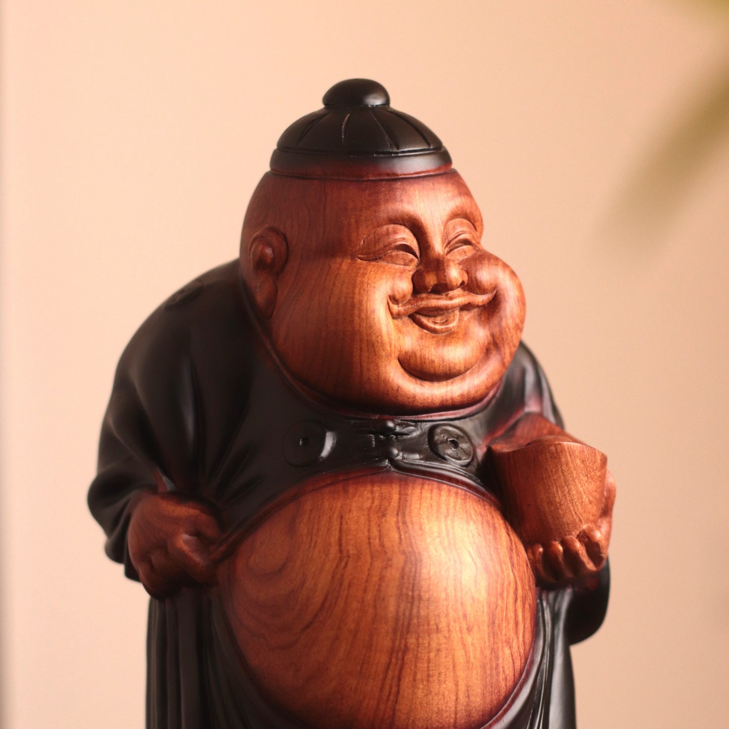 Wooden Chinese God of Wealth Statue