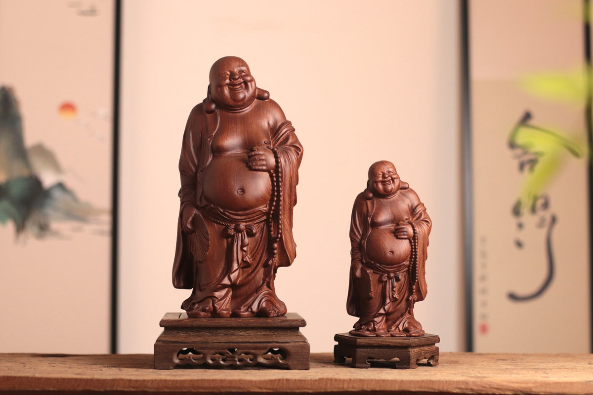 Hand Carved Laughing Buddha Maitreya Statue