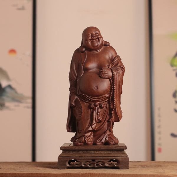 Hand Carved Laughing Buddha Maitreya Statue