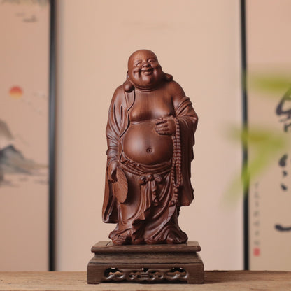 Hand Carved Laughing Buddha Maitreya Statue