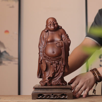 Hand Carved Laughing Buddha Maitreya Statue