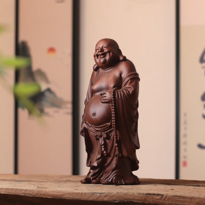 Hand Carved Laughing Buddha Maitreya Statue