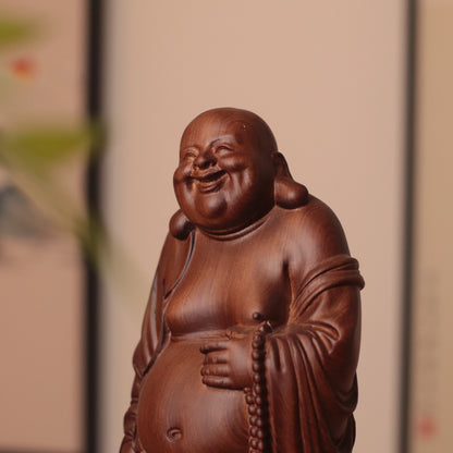 Hand Carved Laughing Buddha Maitreya Statue