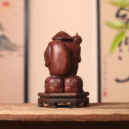 Daikokuten Wood Statue — Hand Carved Japanese God of Wealth