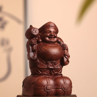 Daikokuten Wood Statue — Hand Carved Japanese God of Wealth