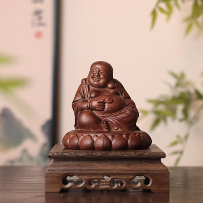 Hand Carved Laughing Buddha Maitreya Statue in Budai form