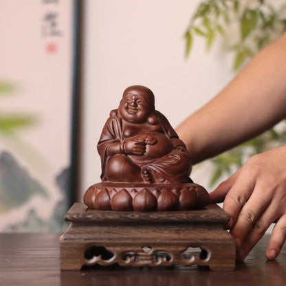 Hand Carved Laughing Buddha Maitreya Statue in Budai form