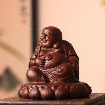 Hand Carved Laughing Buddha Maitreya Statue in Budai form
