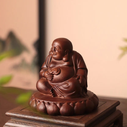 Hand Carved Laughing Buddha Maitreya Statue in Budai form