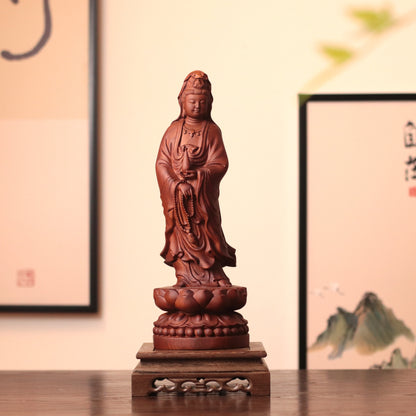 Standing Quan Yin Statue - Padauk Wood, 14-Inch – additional view 2