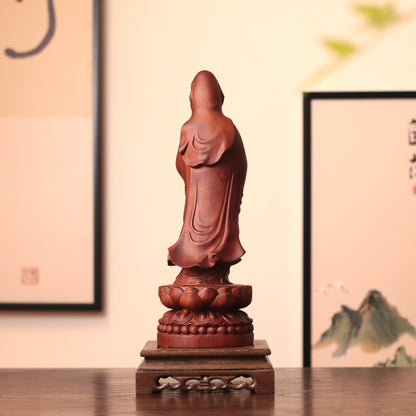 Standing Quan Yin Statue - Padauk Wood, 14-Inch – additional view 4