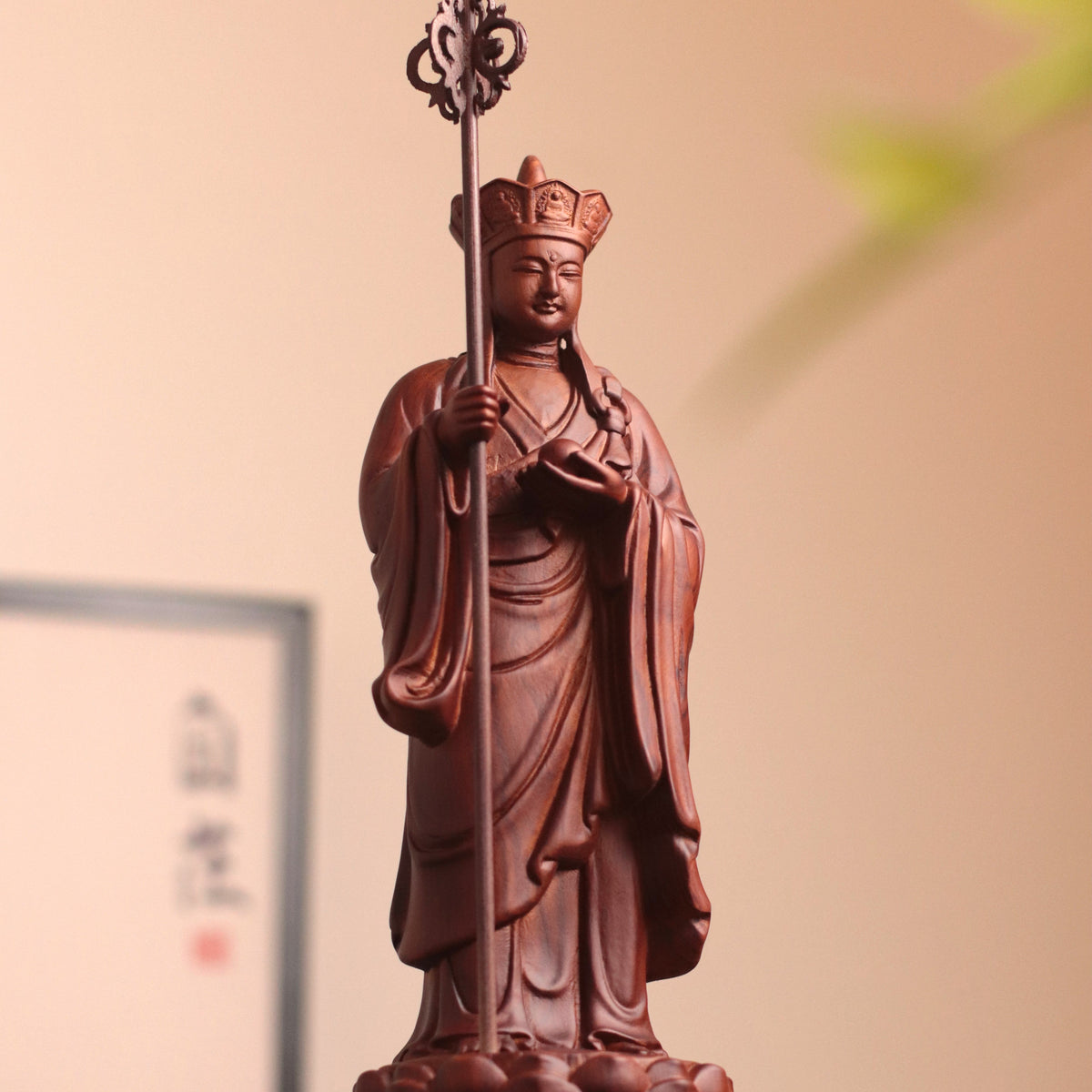 Wooden Standing Ksitigarbha Bodhisattva Statue