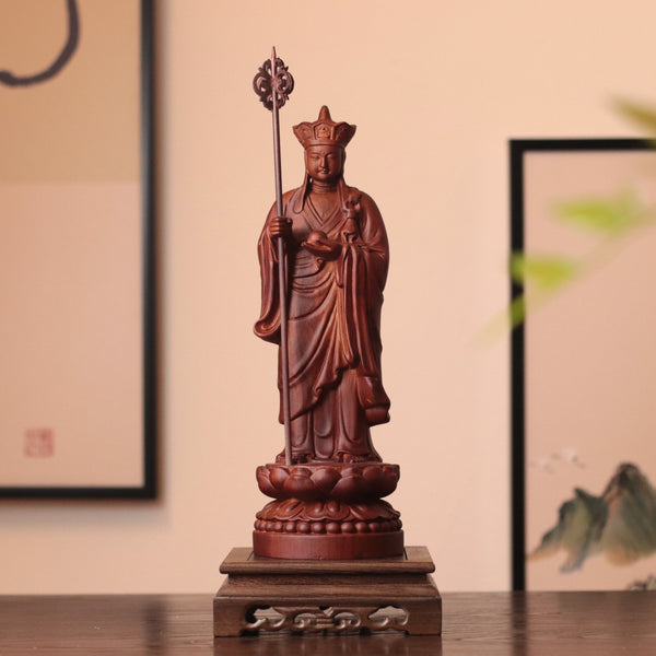 Wooden Standing Ksitigarbha Bodhisattva Statue