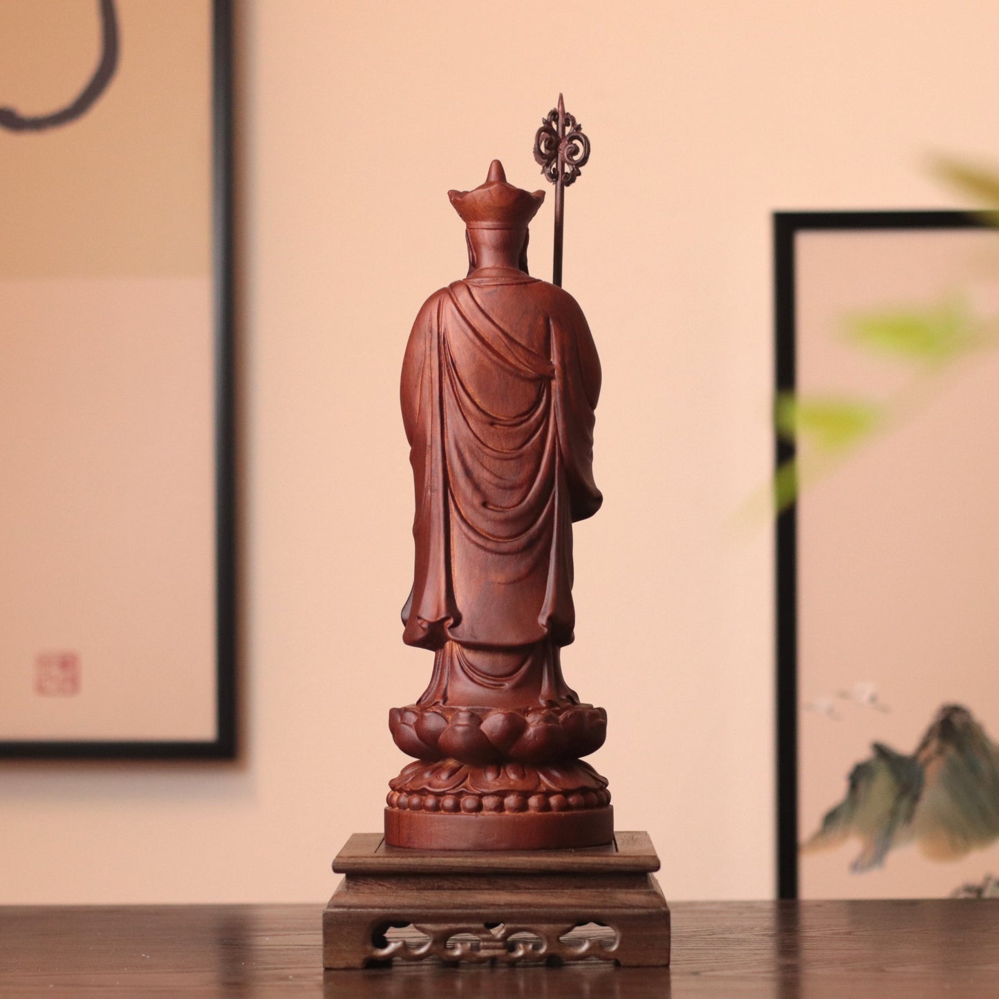 Wooden Standing Ksitigarbha Bodhisattva Statue