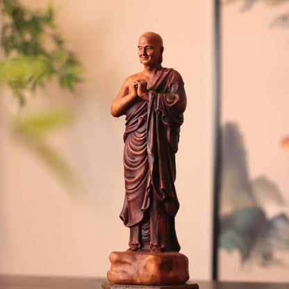 Hand-Carved Ananda Statue - Solid Padauk Wood for Mindful Spaces