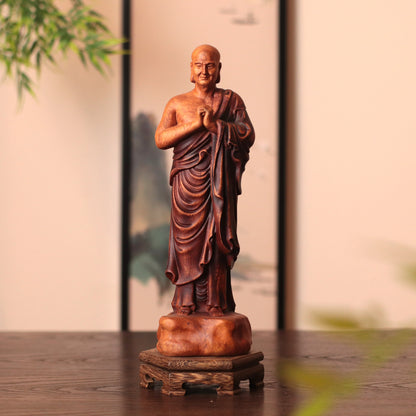 Hand-Carved Ananda Statue - Solid Padauk Wood for Mindful Spaces
