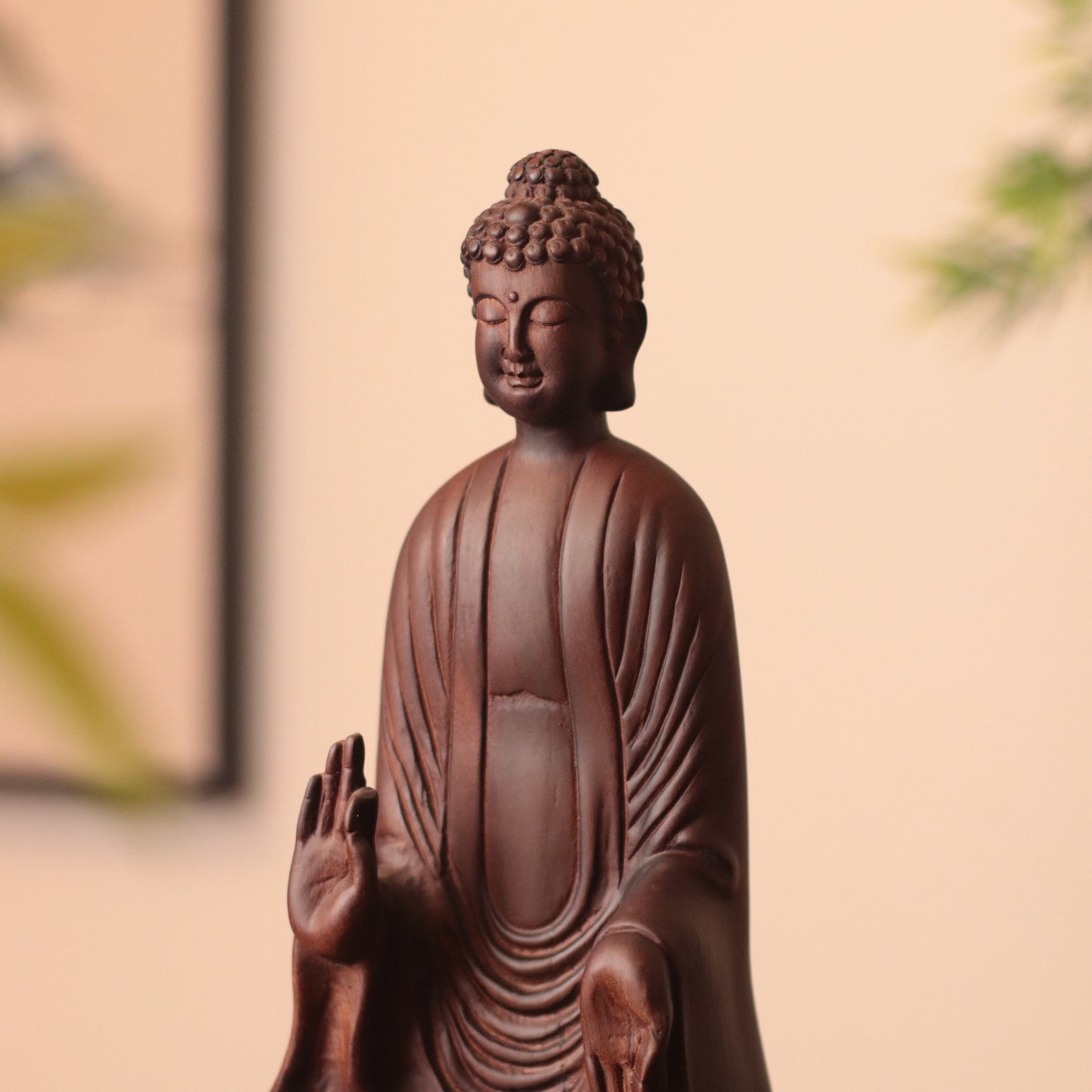Wooden Shakyamuni Buddha Statue - Japandi Zen Decor