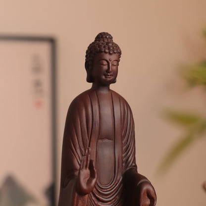 Wooden Shakyamuni Buddha Statue - Japandi Zen Decor