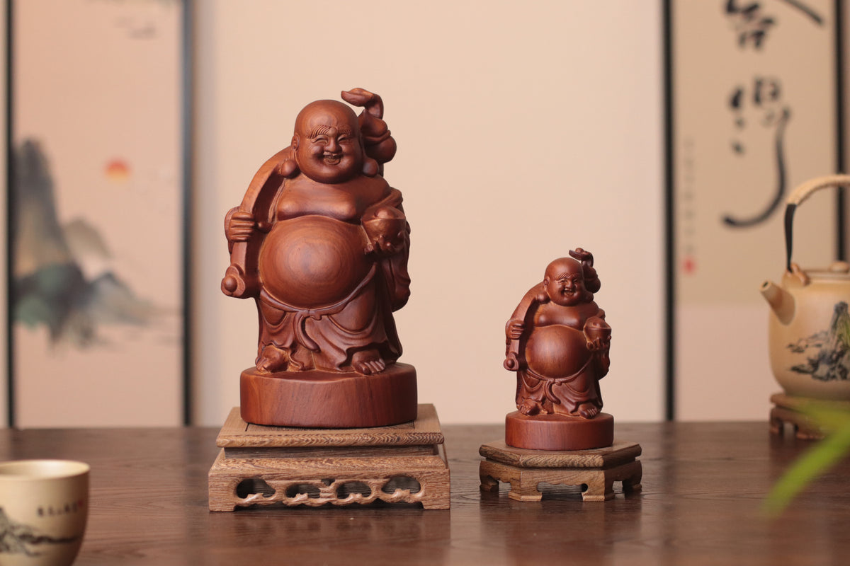 Happy Buddha Statue - Padauk Wood, Prosperity Decor – additional view 6