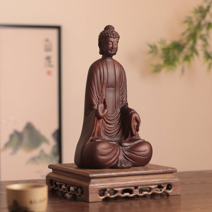 Wooden Shakyamuni Buddha Statue - Japandi Zen Decor