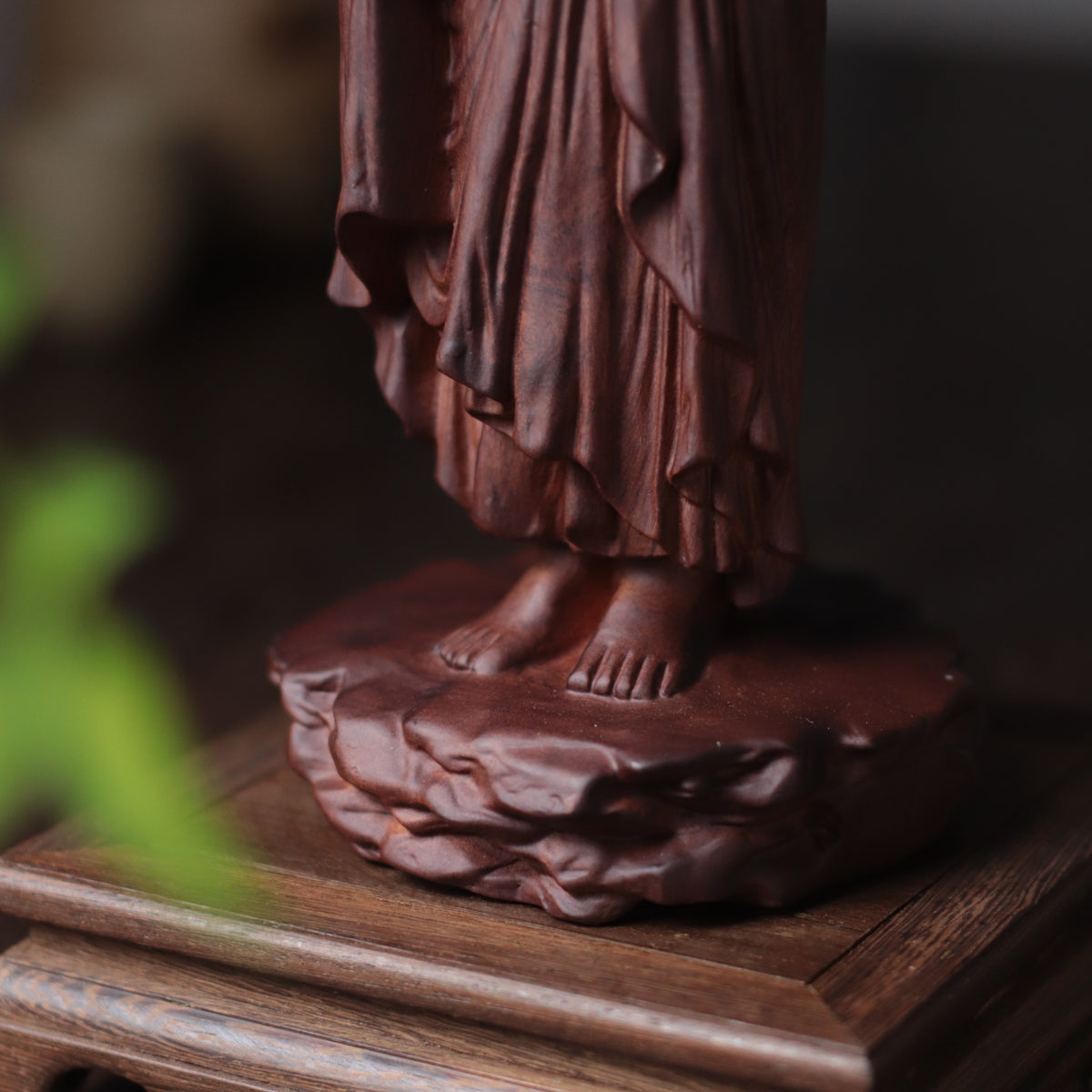 Standing Shakyamuni Buddha Statue - Kiaat Wood, 11.8-Inch – additional view 4