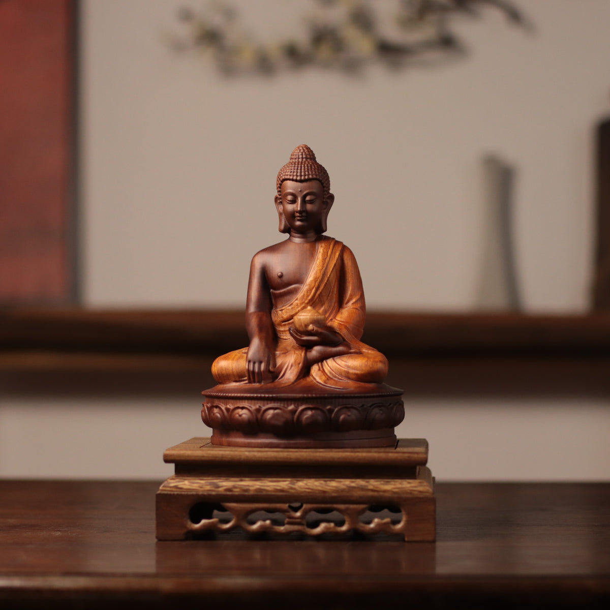Shakyamuni Buddha Statue - Kiaat Wood, Alms Bowl – additional view 2