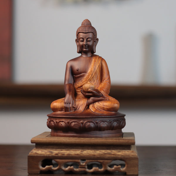 Shakyamuni Buddha Statue - Kiaat Wood, Alms Bowl