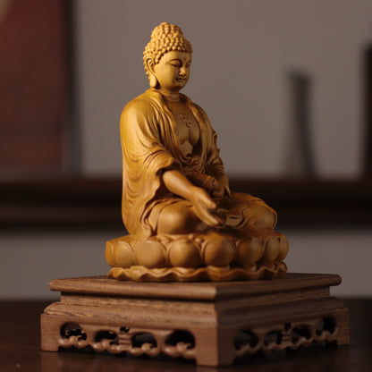 Amitabha Buddha Statue - Cypress Wood, Pure Land Decor – additional view 6