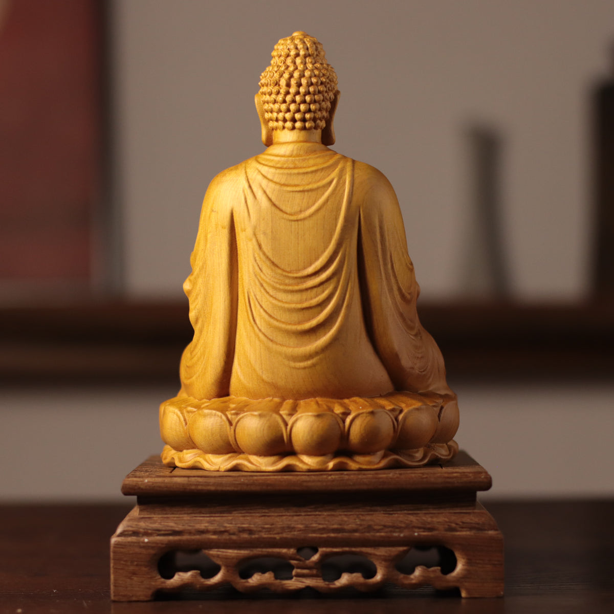 Amitabha Buddha Statue - Cypress Wood, Pure Land Decor – additional view 5