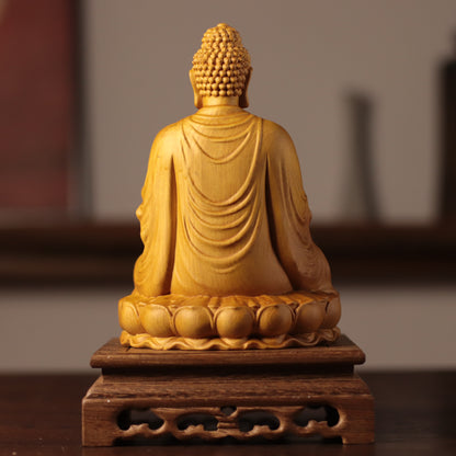 Amitabha Buddha Statue - Cypress Wood, Pure Land Decor – additional view 5