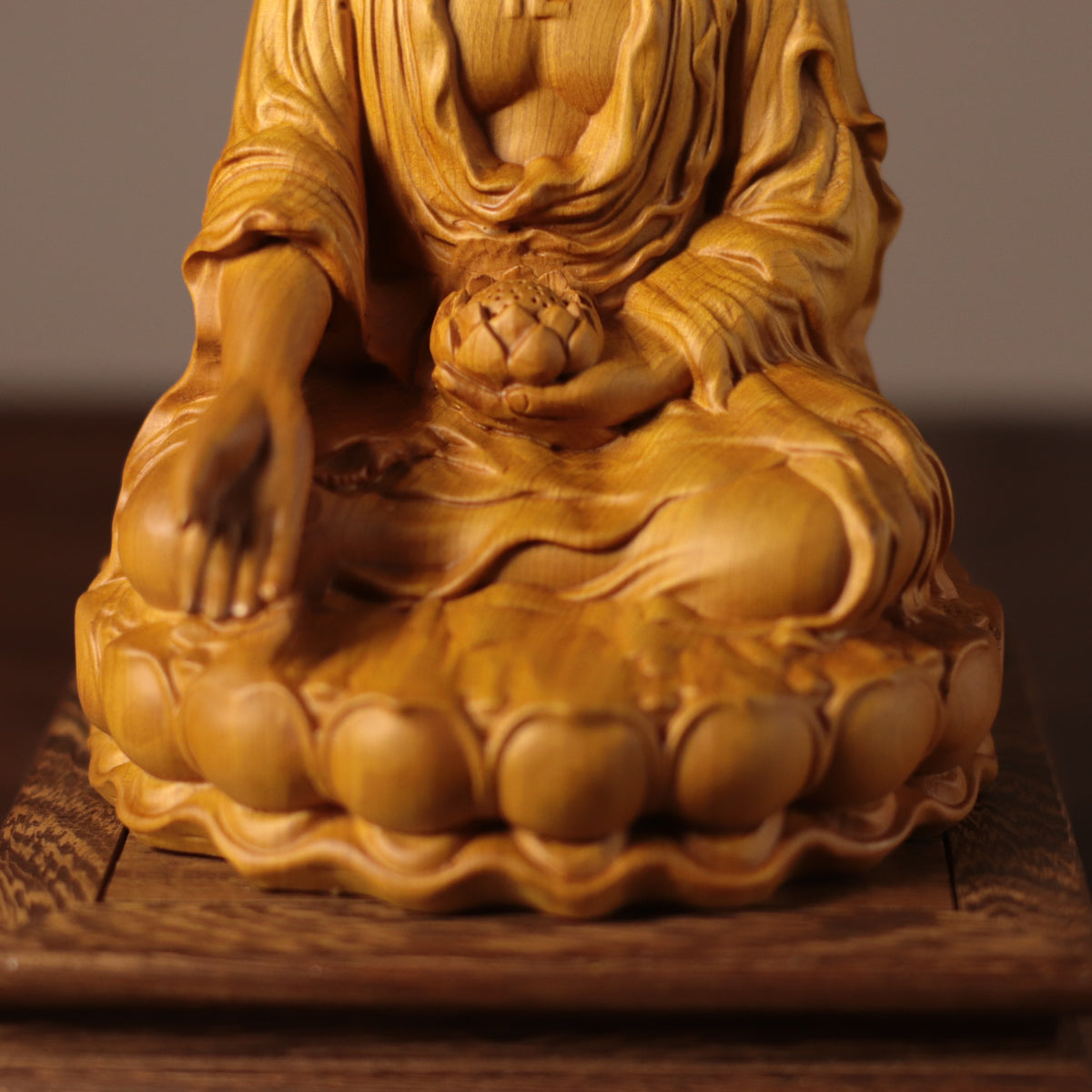 Amitabha Buddha Statue - Cypress Wood, Pure Land Decor – additional view 4
